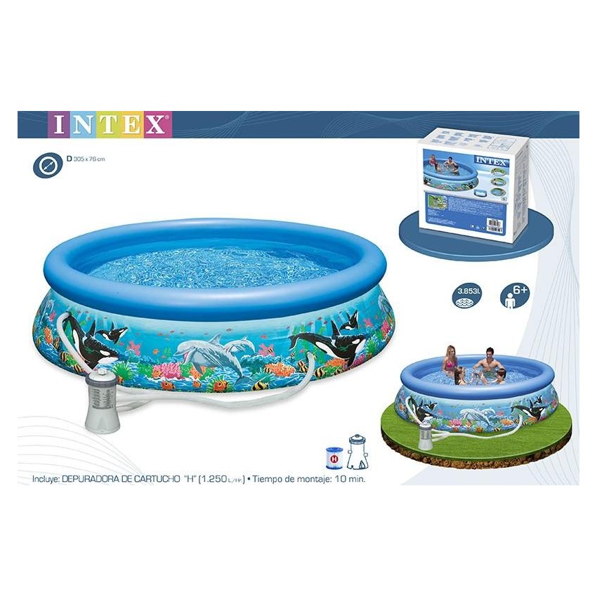 As piscinas Easy Set Ocean Reef utilizam uma nova tecnologia de impressão que lhes aporta um desenho irresistível para que as cr