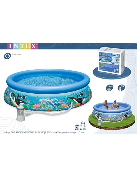 As piscinas Easy Set Ocean Reef utilizam uma nova tecnologia de impressão que lhes aporta um desenho irresistível para que as cr