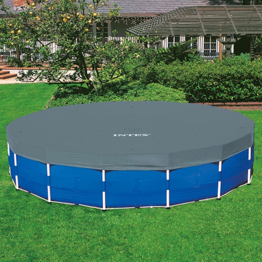 Piscina desmontável tubular Intex. Com forma redonda e da linha Metal Frame, tem capacidade para 24.311 litro de água. Inclui bo
