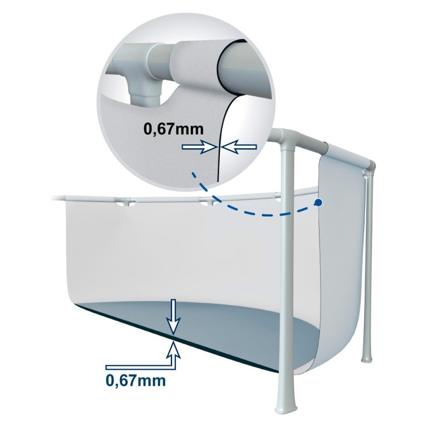 Piscina desmontável tubular Intex da linha Ultra Frame. Piscina retangular de cor cinza e com capacidade para 31.805 litros de á