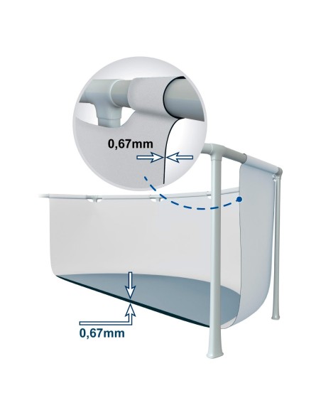 Piscina desmontável tubular Intex da linha Ultra Frame. Piscina retangular de cor cinza e com capacidade para 31.805 litros de á