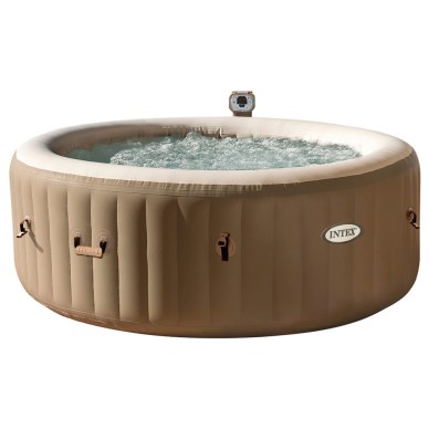 Spa insuflável Intex fabricado com a tecnologia FiberTech e PVC. Sistema de bolhas produzidas por 140 saídas de ar à pressão. In