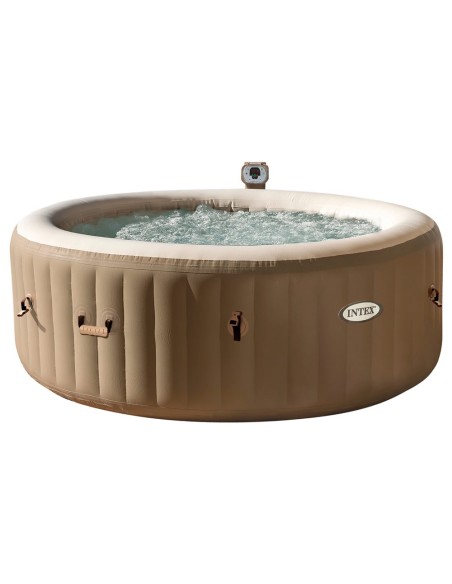 Spa insuflável Intex fabricado com a tecnologia FiberTech e PVC. Sistema de bolhas produzidas por 140 saídas de ar à pressão. In