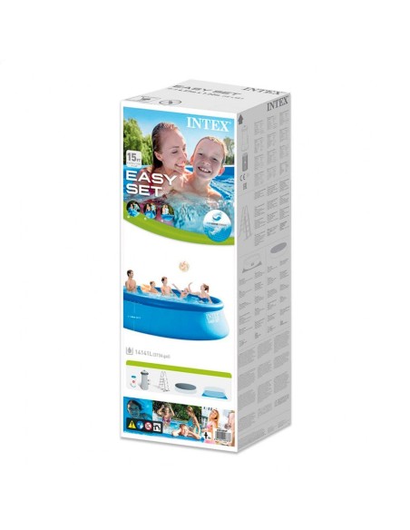 Piscina hinchable Intex Easy Set con aro superior infable. Sistema Hydro Technology y depuradora de cartucho de 3.785 L/hora, fi