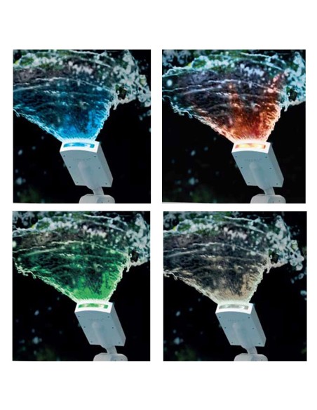 Led multicor para piscinas Intex. Com forma de cascata, tem 4 cores: branco, vermelho, azul e verde. Funciona por gerador hidroe