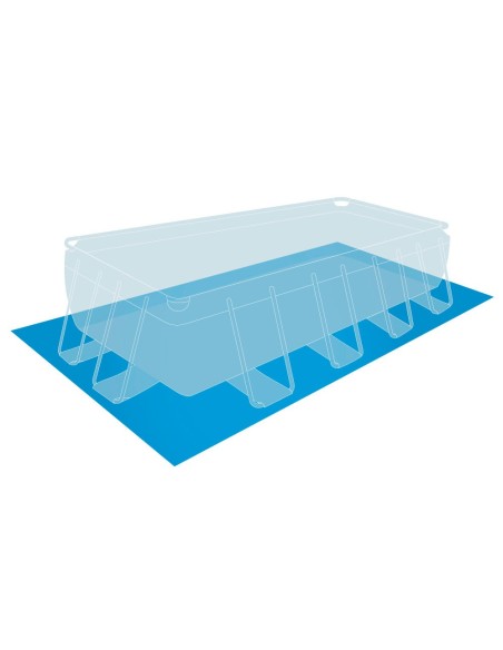 Piscina tubular Intex da linha Prisma Frame. Piscina retangular de cor azul e estrutura metálica com capacidade para 10.874 litr