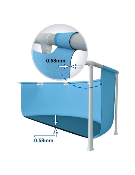Piscina tubular Intex da linha Prisma Frame. Piscina retangular de cor azul e estrutura metálica com capacidade para 10.874 litr