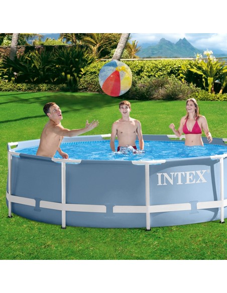 Piscina desmontable tubular Intex. Piscina Prisma Frame circular de estructura metálica con capacidad para 4.485 litros/agua. Lo
