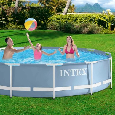 Piscina desmontável tubular Intex. Piscina Prisma Frame circular de estrutura metálica com capacidade para 6.503 litros/água. Lo 2