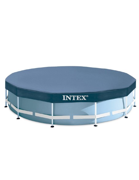 Piscina desmontable tubular Intex de la línea Prisma Frame. Piscina circular de color azul y estructura metálica con capacidad p