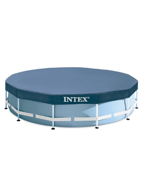 Piscina desmontable tubular Intex de la línea Prisma Frame. Piscina circular de color azul y estructura metálica con capacidad p