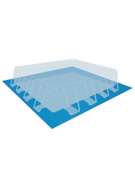 Piscina tubular Intex da linha Prisma Frame. Piscina quadrada de cor azul e estrutura metálica com uma capacidade para 25.000 li