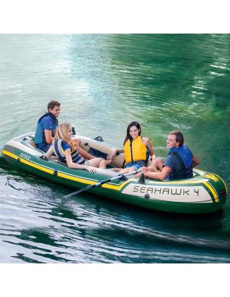 Barca hinchable Seahawk 4 | Medidas: 351x145x48 cm | Con remos y bomba de hinchado
