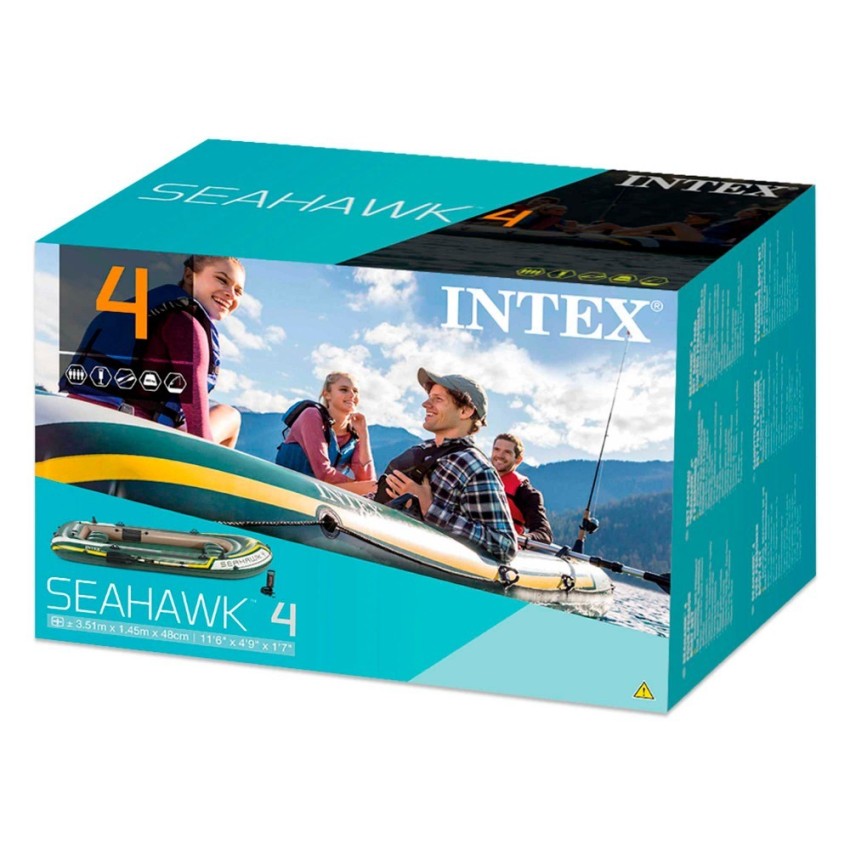 Barco insuflável Seahawk 4 | Medidas 351x145x48 cm | Com remos e bomba de enchimento