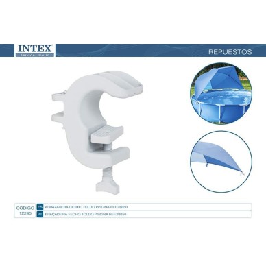 Abrazadera con cierre para sujeción de la estructura del toldo a la estructura de la piscina Intex                              