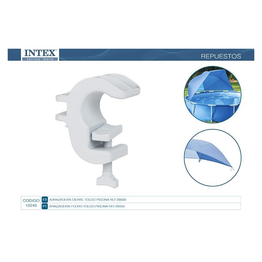 Abrazadera con cierre para sujeción de la estructura del toldo a la estructura de la piscina Intex                              