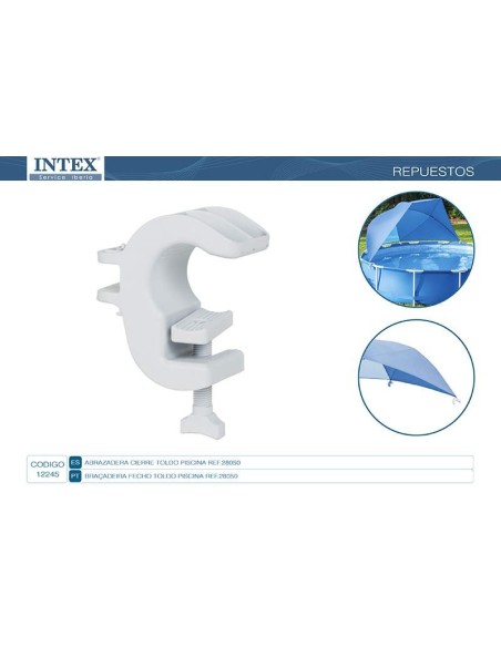 Abrazadera con cierre para sujeción de la estructura del toldo a la estructura de la piscina Intex                              
