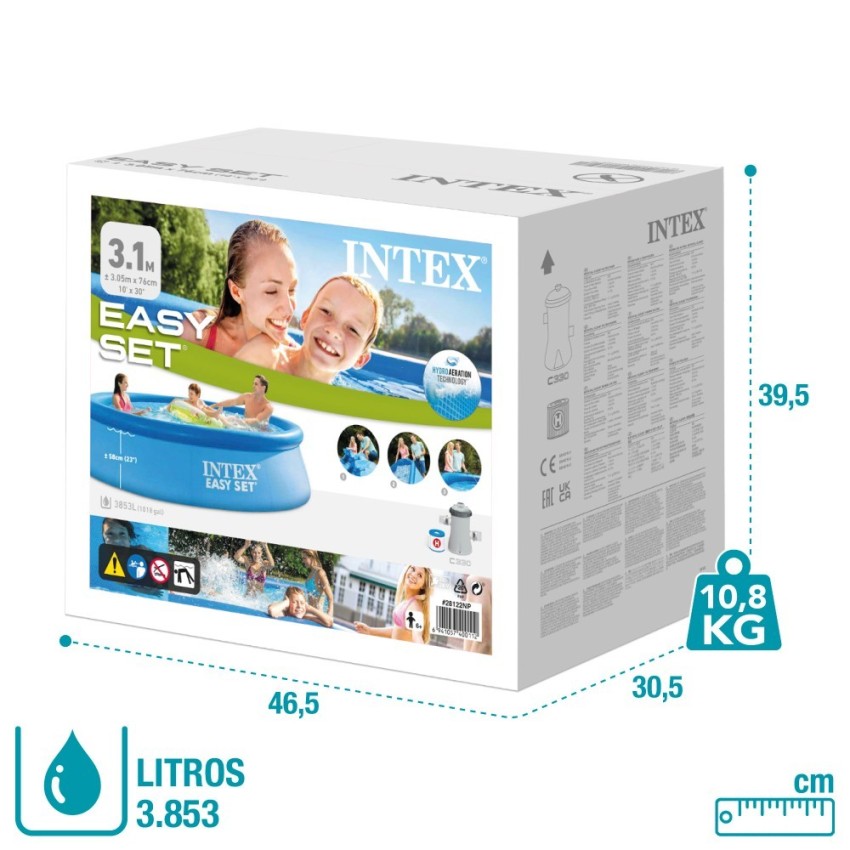 Piscina inflável de fácil configuração 305x76cm | Intex.pt