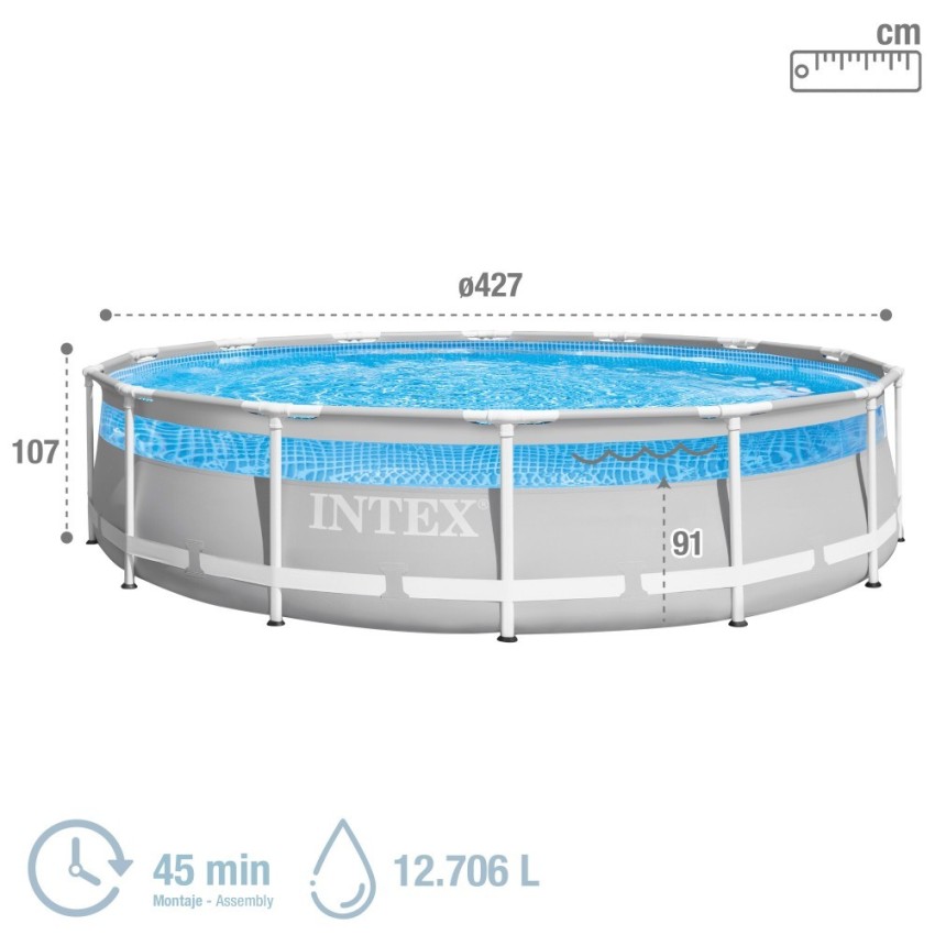 Piscina removível Clearview c/estação de tratamento | INTEX
