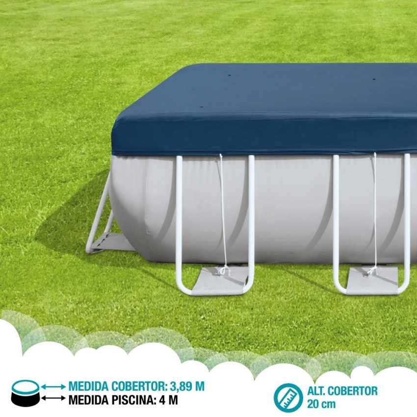 Cobertura INTEX de 389x184 cm exclusiva para piscinas Small y Prism Frame de 400x200 cm. Feita com vinil resistente de 18 mm de