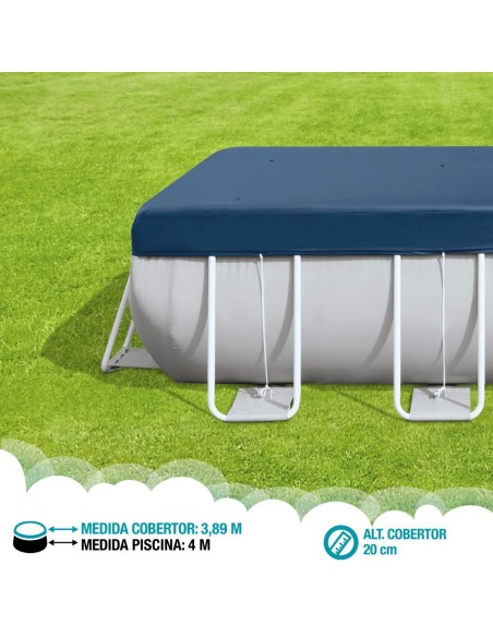 Cobertura INTEX de 389x184 cm exclusiva para piscinas Small y Prism Frame de 400x200 cm. Feita com vinil resistente de 18 mm de