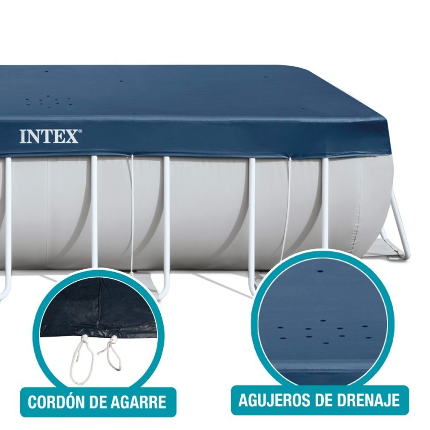 Cobertura INTEX de 389x184 cm exclusiva para piscinas Small y Prism Frame de 400x200 cm. Feita com vinil resistente de 18 mm de