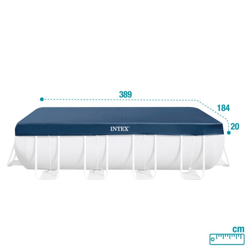 Cobertura INTEX de 389x184 cm exclusiva para piscinas Small y Prism Frame de 400x200 cm. Feita com vinil resistente de 18 mm de