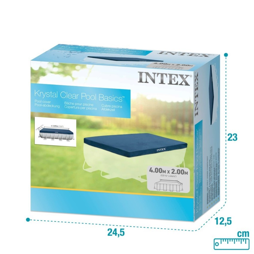 Cobertura INTEX de 389x184 cm exclusiva para piscinas Small y Prism Frame de 400x200 cm. Feita com vinil resistente de 18 mm de