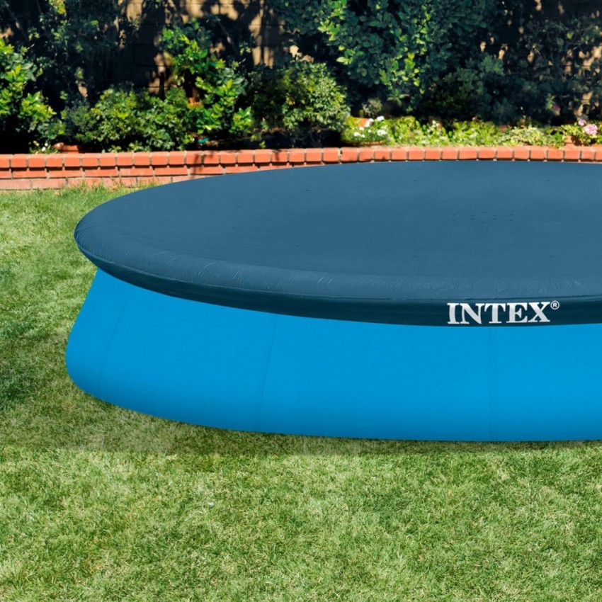 Cobertura INTEX de 345 cm exclusiva para piscinas Easy Set de 366 cm de diâmetro. Fabricada com vinil resistente de 18 mm, possu