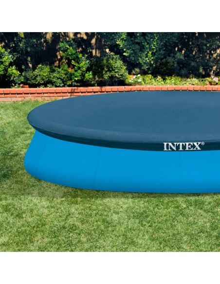 Cobertura INTEX de 345 cm exclusiva para piscinas Easy Set de 366 cm de diâmetro. Fabricada com vinil resistente de 18 mm, possu