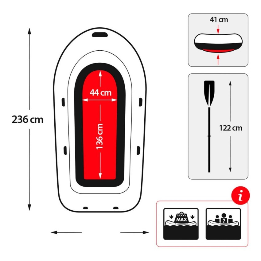 Barco insuflável Seahawk 2 | Medidas: 236x114x41 cm | Com remos e bomba de enchimento