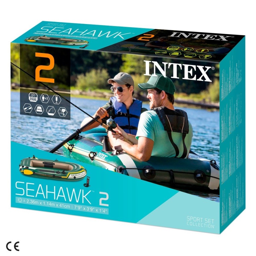Barca hinchable Seahawk 2 | Medidas: 236x114x41 cm | Con remos y bomba de hinchado