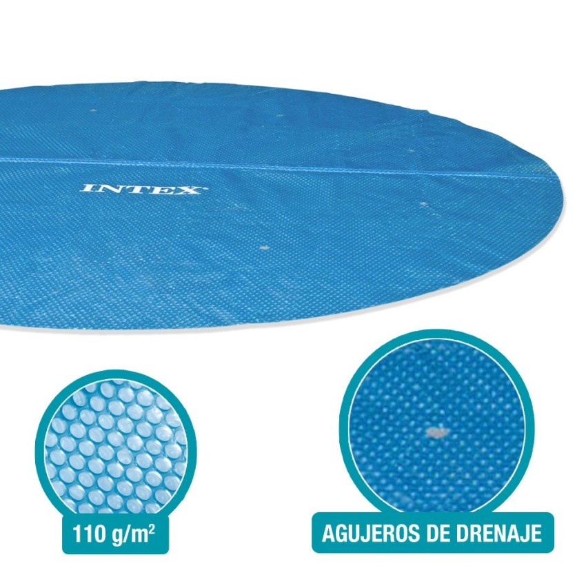 Cobertura solar INTEX de 290 cm de diâmetro para piscinas desmontáveis de 305 cmde diâmetro. Bolhas de ar selado com espessura d
