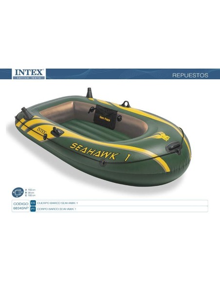 Corpo para barco insuflável Intex modelo Seahak 1. Inclui: pega resistente na proa e suporte para acoplar o motor.              