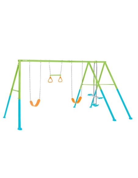 Columpio jardín doble con balancín y barra de trapecio | INTEX