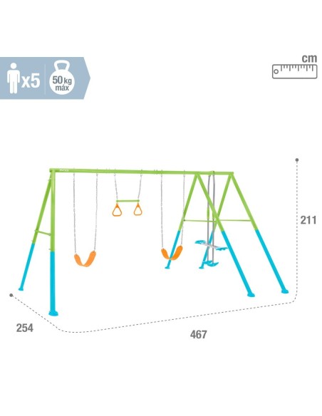 Columpio jardín doble con balancín y barra de trapecio | INTEX