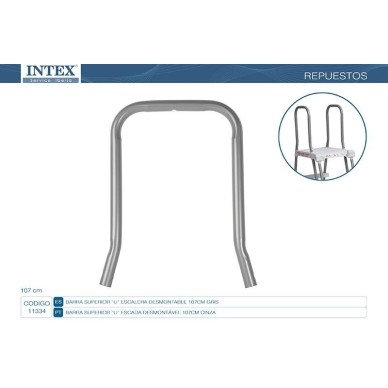 Arco superior em forma de "U" para apoio que deve ser utilizado nas escadas de degraus removíveis Deluxe de 107cm de altura.    