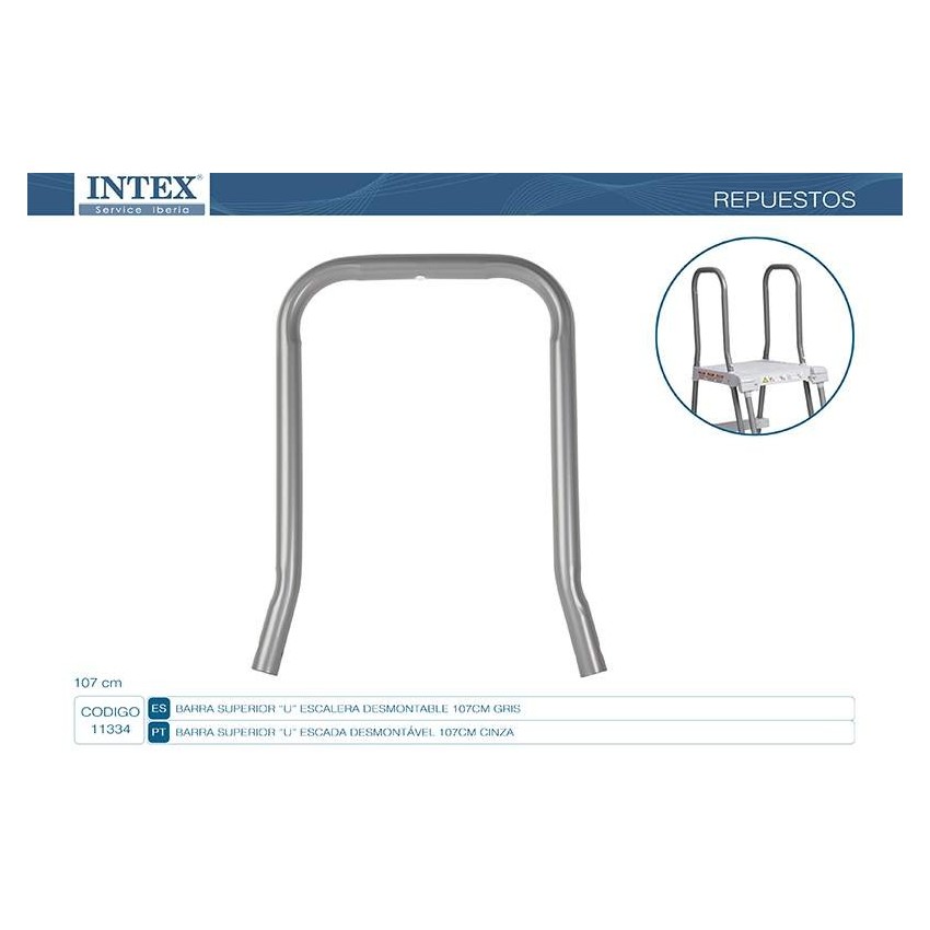 Arco superior em forma de "U" para apoio que deve ser utilizado nas escadas de degraus removíveis Deluxe de 107cm de altura.    