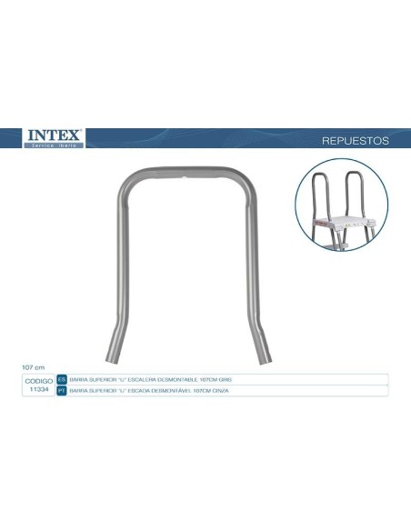 Arco superior em forma de "U" para apoio que deve ser utilizado nas escadas de degraus removíveis Deluxe de 107cm de altura.    