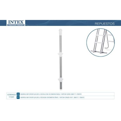 Barra lateral superior tipo "A y B" que forma una de las patas de la escalera de 107cm de alto.                                 