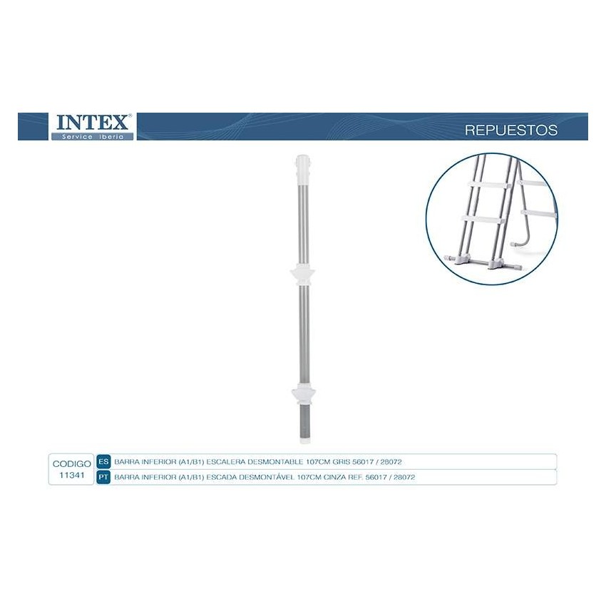 Barra lateral superior tipo "A e B" que forma um dos apoios da escada de 107cm de altura.                                       