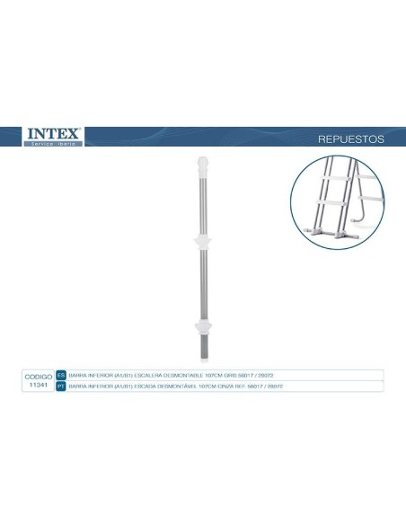 Barra lateral superior tipo "A y B" que forma una de las patas de la escalera de 107cm de alto.                                 