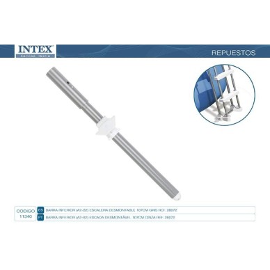 Barra lateral inferior tipo "A2 y B2" que forma una de las patas de la escalera de 107cm de altura.                             