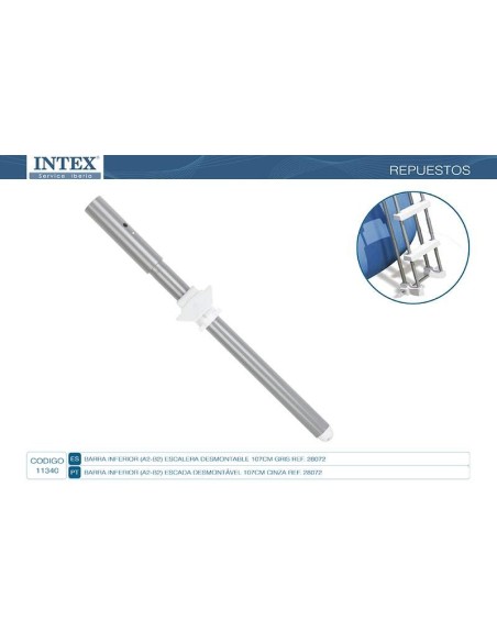 Barra lateral inferior tipo "A2 y B2" que forma una de las patas de la escalera de 107cm de altura.                             