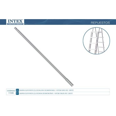 Barra lateral superior tipo "C" que forma um dos apoios da escada de 107cm de altura.                                           
