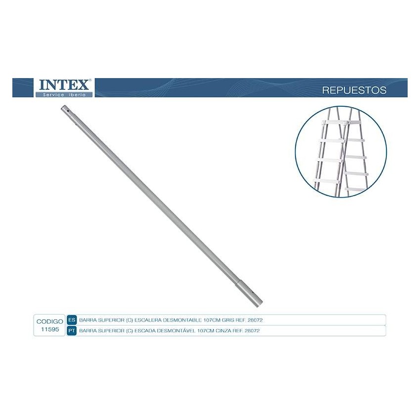 Barra lateral superior tipo "C" que forma um dos apoios da escada de 107cm de altura.                                           