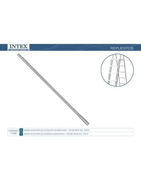 Barra lateral superior tipo "C" que forma um dos apoios da escada de 107cm de altura.                                           