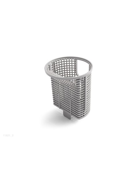 Cesta de plástico colocada no interior do compartimento do pré-filtro para evitar que folhas, pedras ou partículas grandes passe