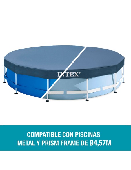 Cobertura INTEX de 457 cm exclusiva para piscinas Metal, Prism Frame e Greywood de 457x84/107/122 cm. Feita com vinilo resistent
