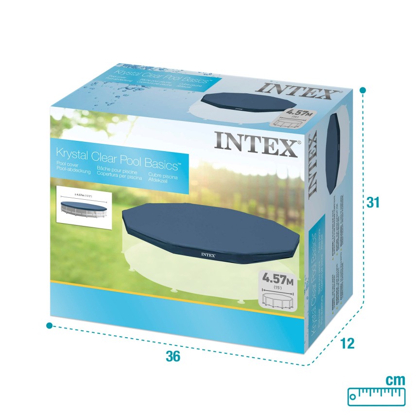 Cobertura INTEX de 457 cm exclusiva para piscinas Metal, Prism Frame e Greywood de 457x84/107/122 cm. Feita com vinilo resistent
